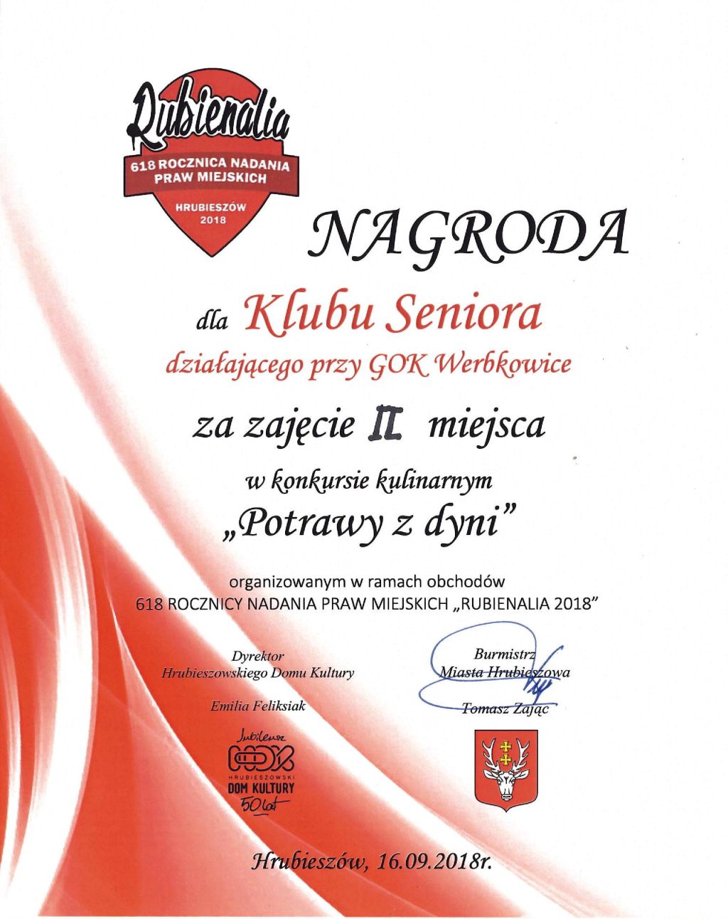 II miejsce dla Klubu Seniora z Werbkowic 
