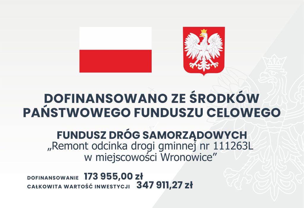 Remont odcinka drogi gminnej nr 111263L w miejscowości Wronowice - informacje o projekcie