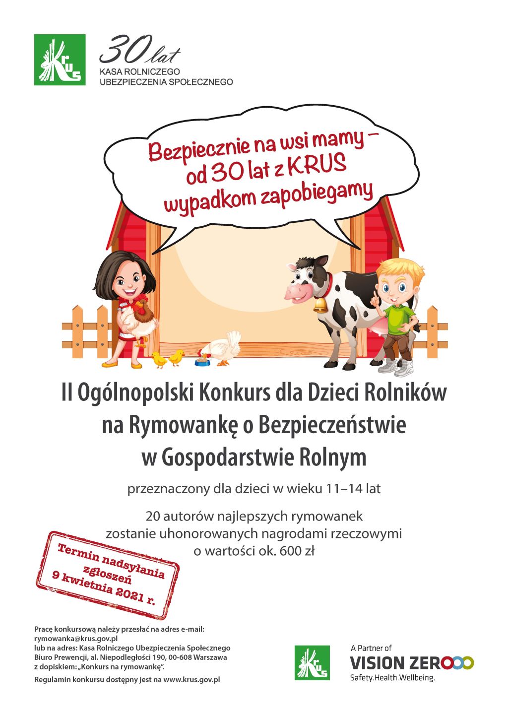 II Ogólnopolski Konkurs dla Dzieci na rymowankę o Bezpieczeństwie w Gospodarstwie Rolnym
