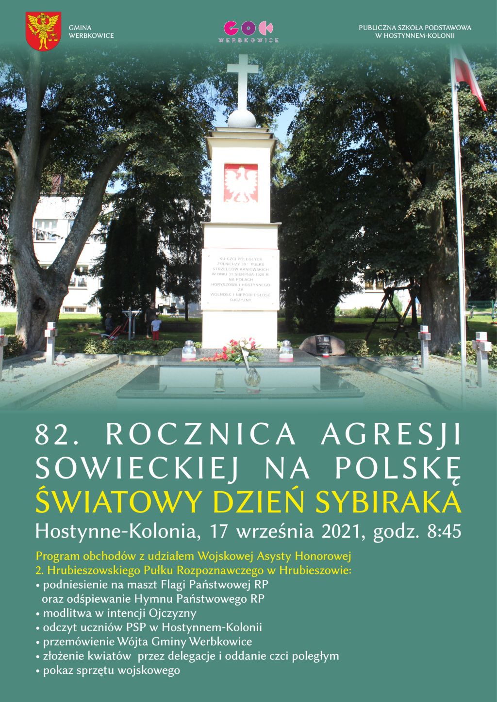 Program obchodów 82. rocznicy agresji sowieckiej na Polskę oraz Światowego Dzinia Sybiraka
