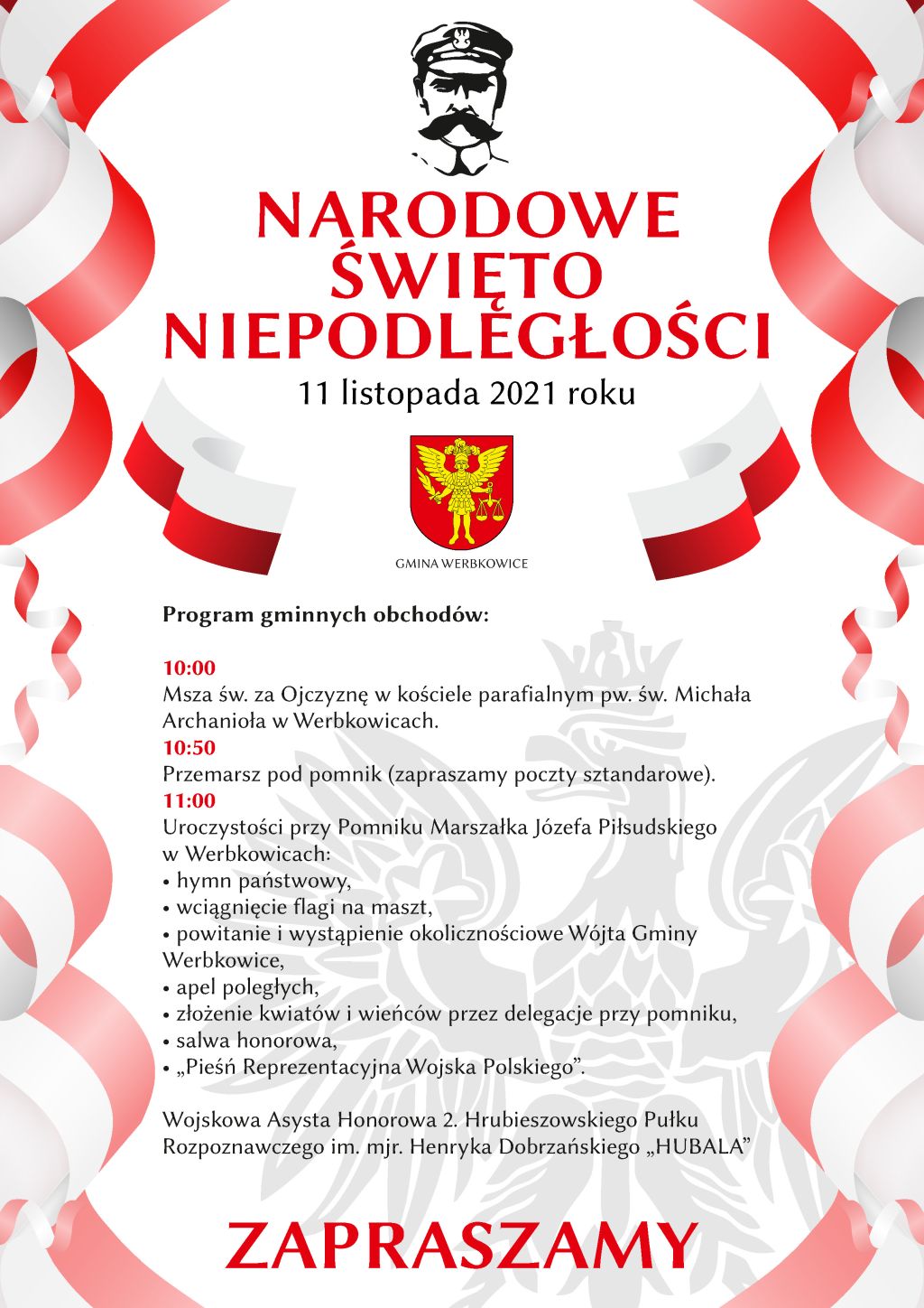 Narodowe Święto Niepodległości 11 listopada 2021 r. w Gminie Werbkowice - program obchodów