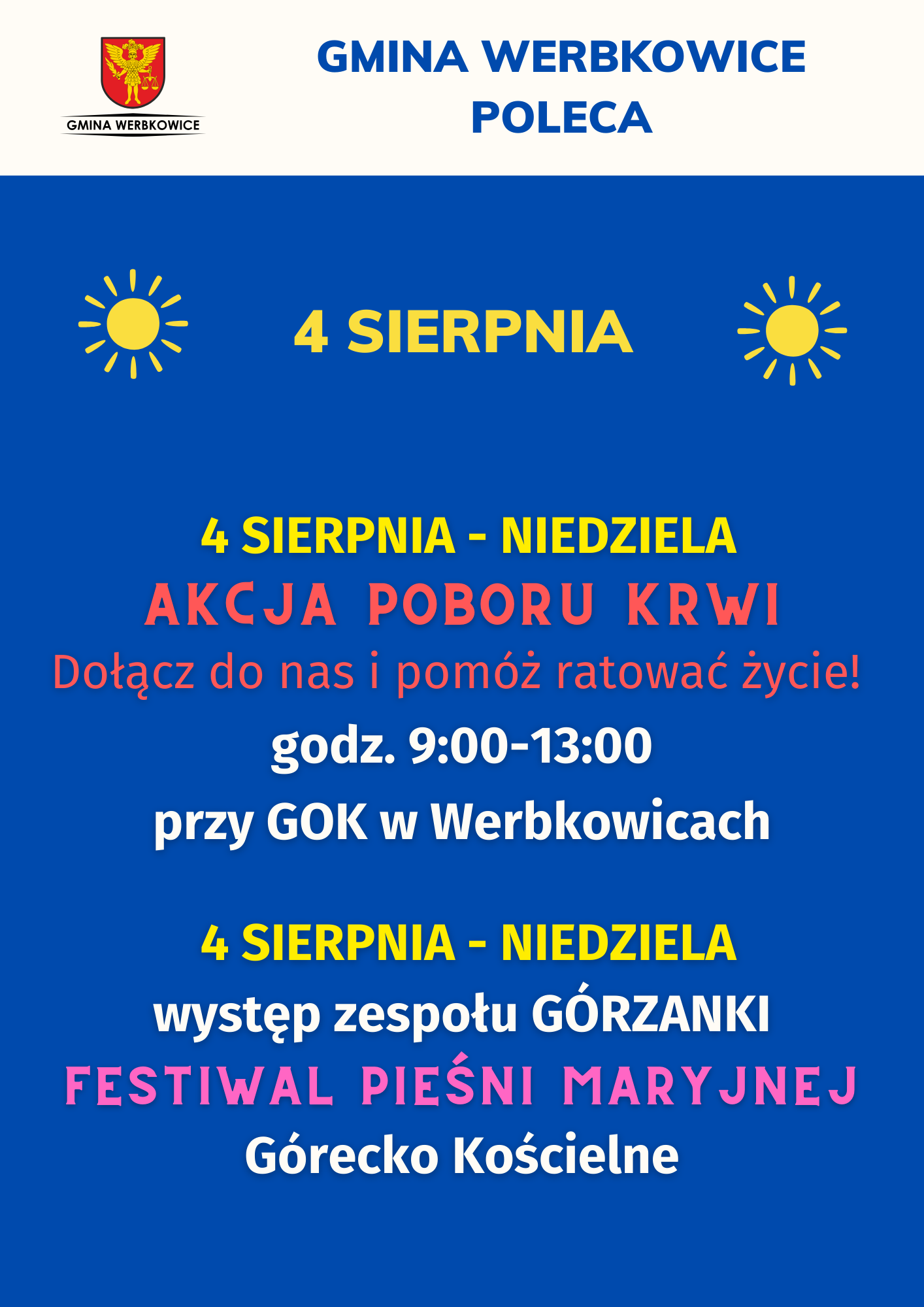 Gmina Werbkowice poleca w weekend 3-4 sierpnia 2024 r.