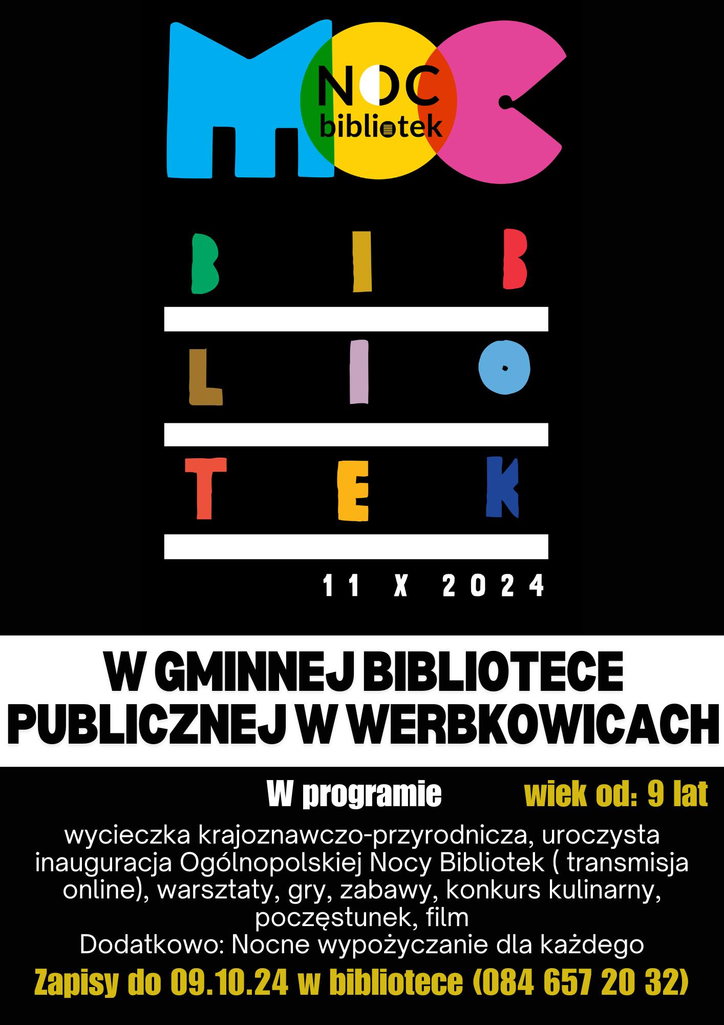 X Noc Bibliotek w Werbkowicach - Zaproszenie