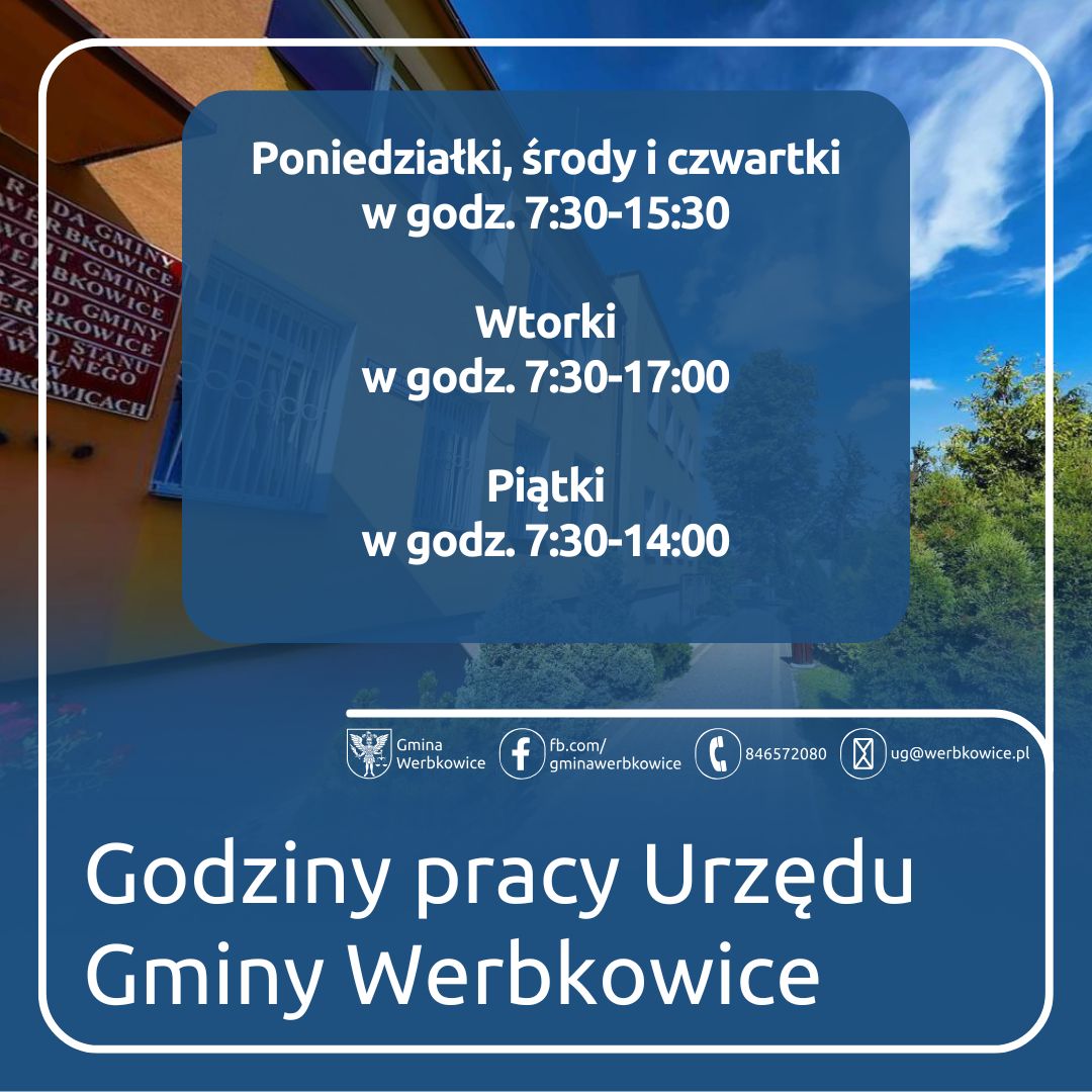 Informacja o zmianie godzin pracy Urzędu Gminy Werbkowice od 1 stycznia 2025