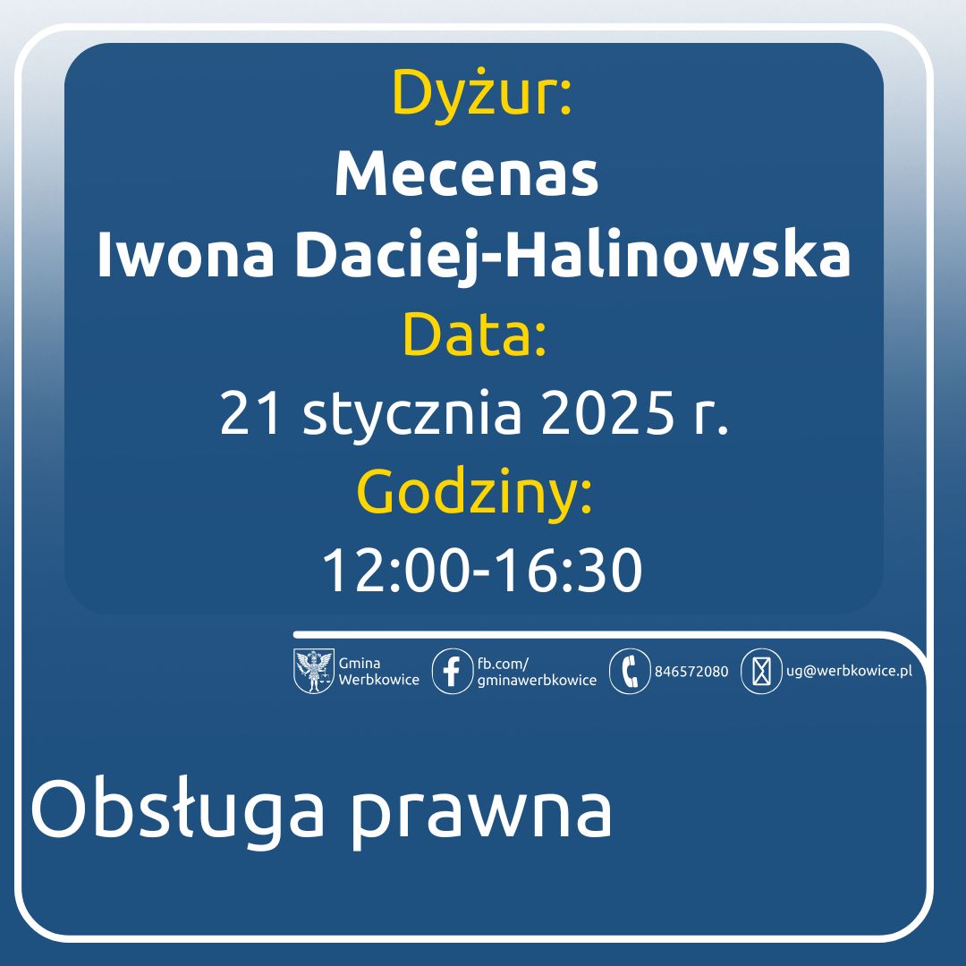 Obsługa prawna - dyżur 21 stycznia 2025