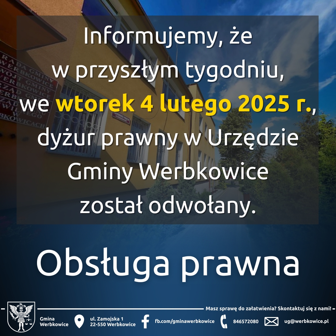 Dyżur prawny w dniu 2025-02-04 odwołany 