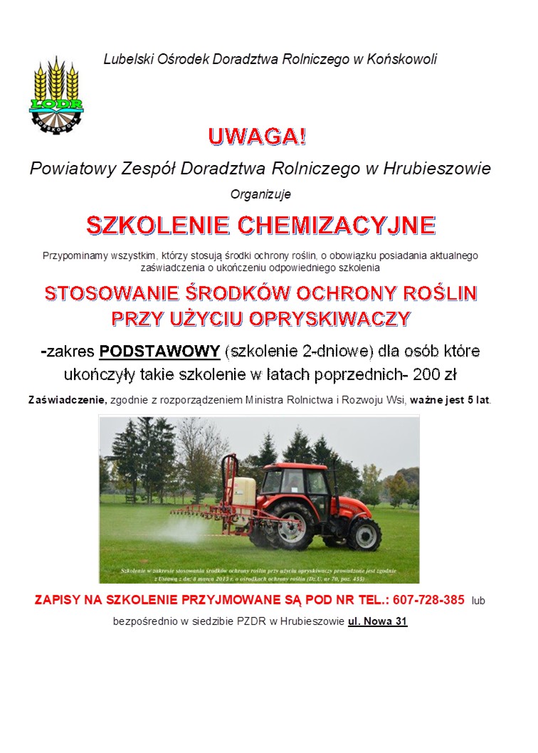 Szkolenie chemizacyjne podstawowe dla rolników 2025