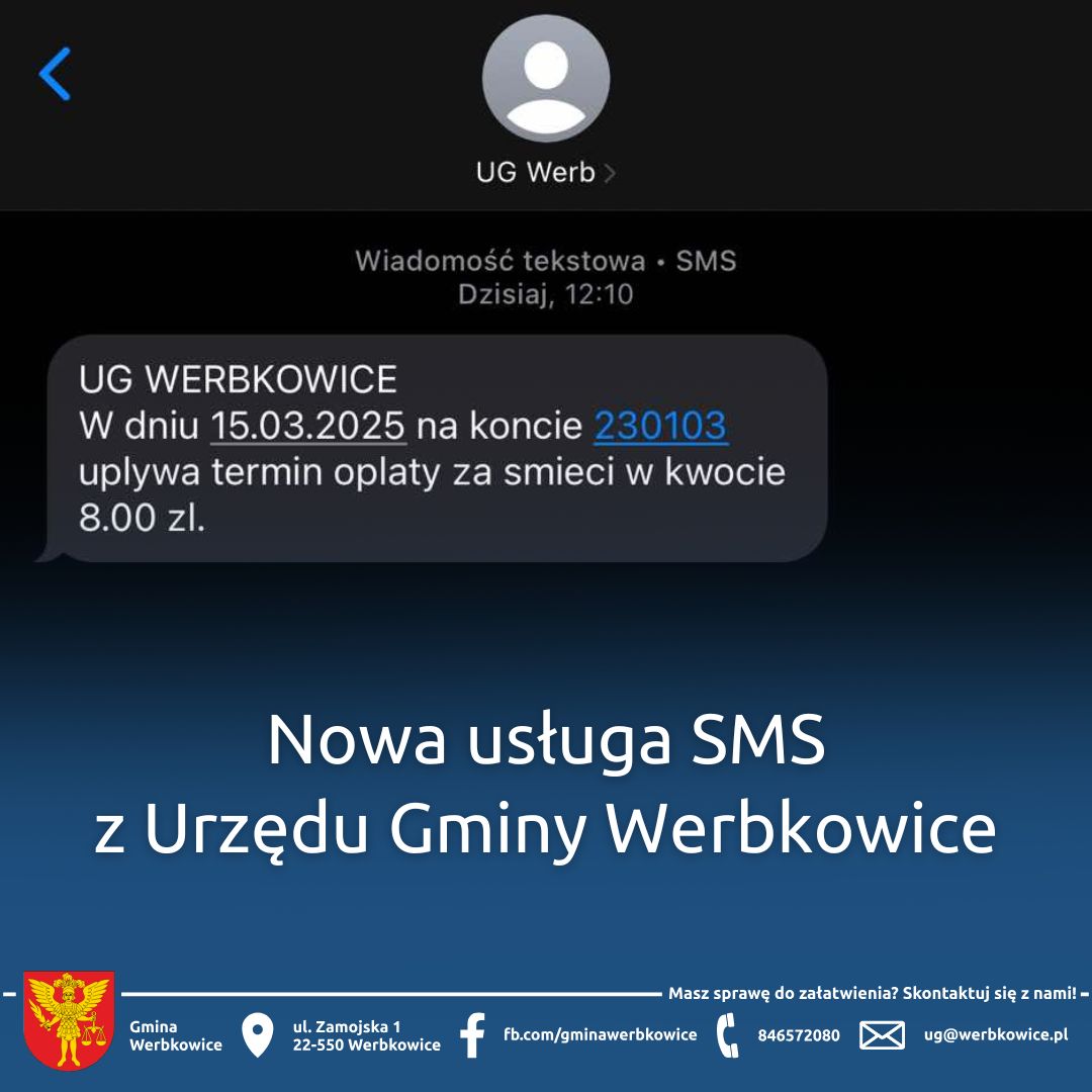 Nowa usługa – SMS z Urzędu Gminy Werbkowice