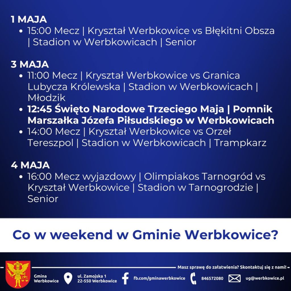 Co w weekend w Gminie Werbkowice? 1-4 maja 2025