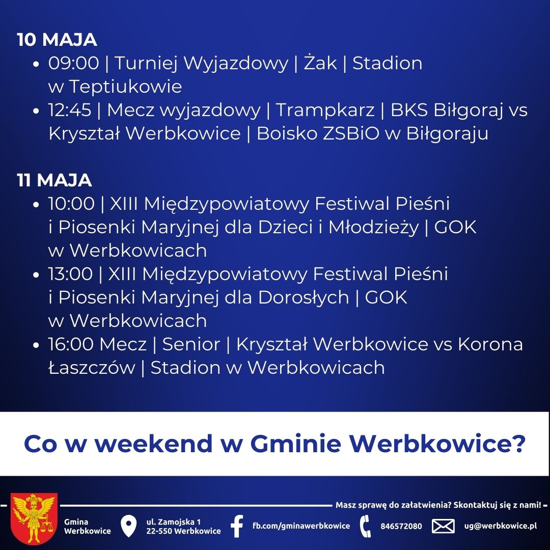 Co w weekend w Gminie Werbkowice? 10-11 maja 2025